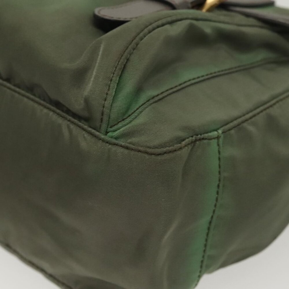 Authentic PRADA Shoulder Bag Nylon Khaki Gold - Picture 3 of 16